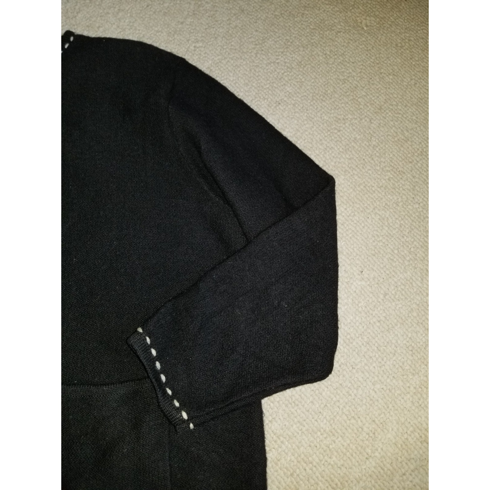 Vintage Y2k Womens Sweater-Karen Scott-Black Boiled Wool Cardigan Old Money-Xl — image 3 of 4